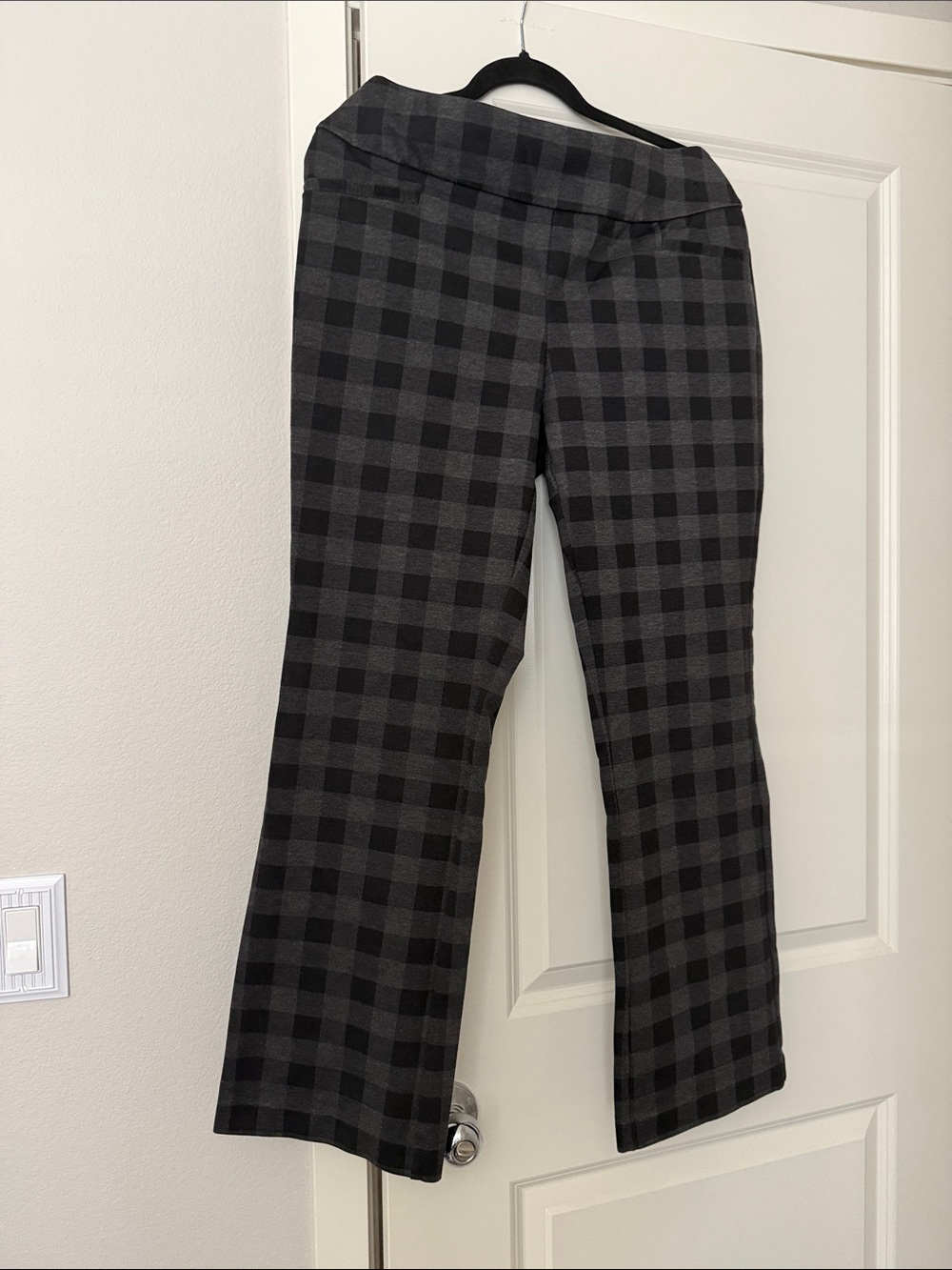 New York & Company Black and Gray Plaid Boot Cut Pants